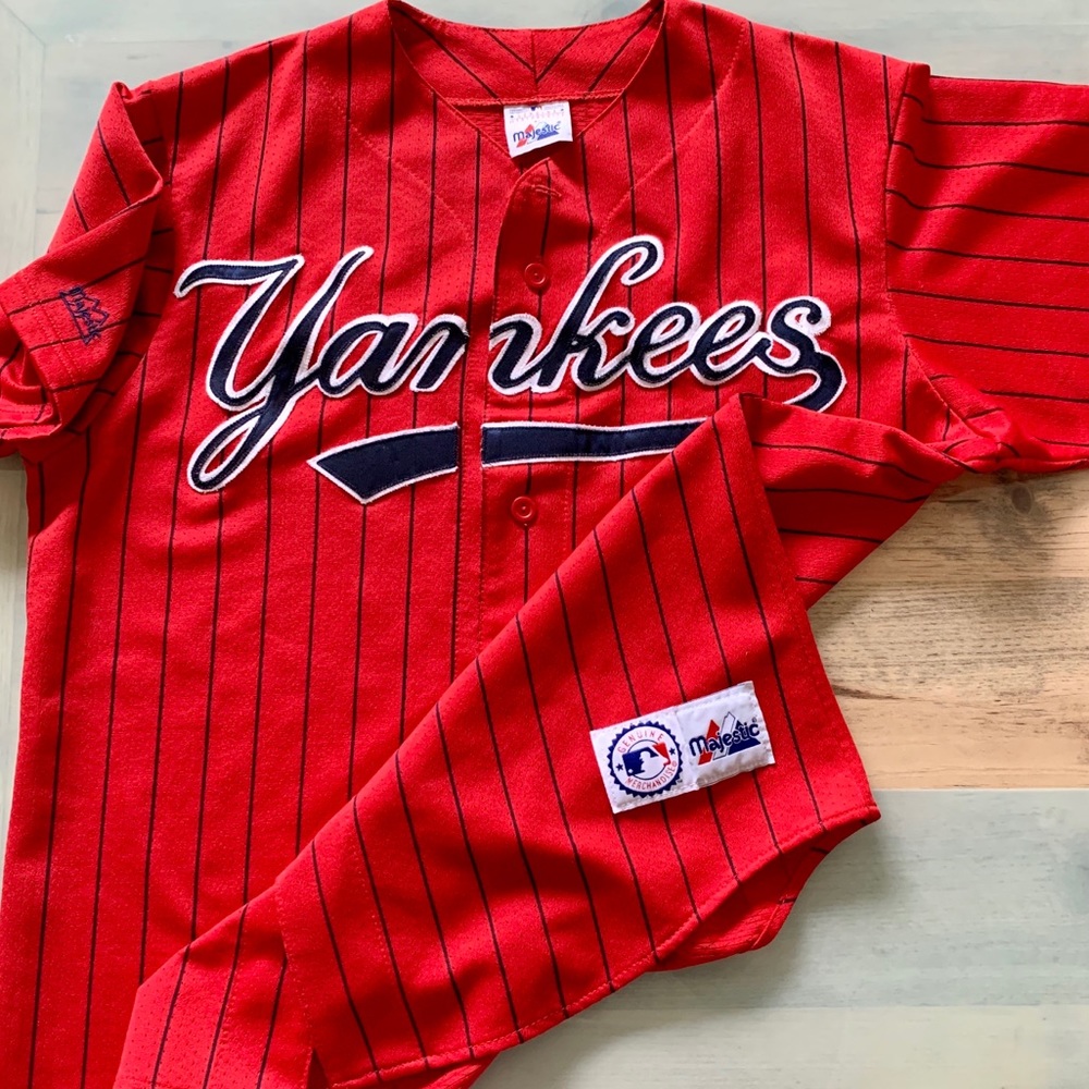 Vintage Majestic Yankee Pinstriped Replica Jersey